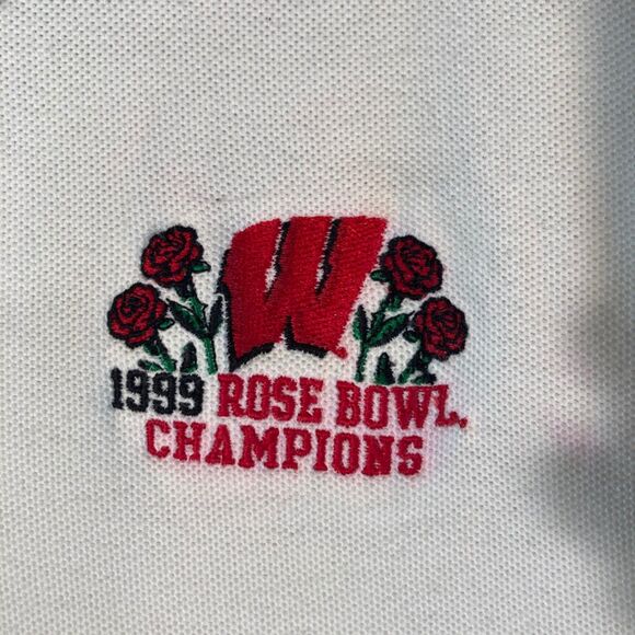 Wisconsin Badgers 1999 Rose Bowl Champions Polo XL White with Logo - Picture 2 of 11